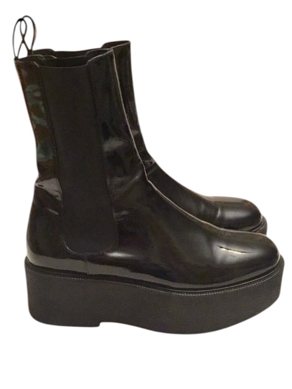 Staud Palamino Black Patent Leather Platform Chelsea Boots SZ EU 41/Fit 10